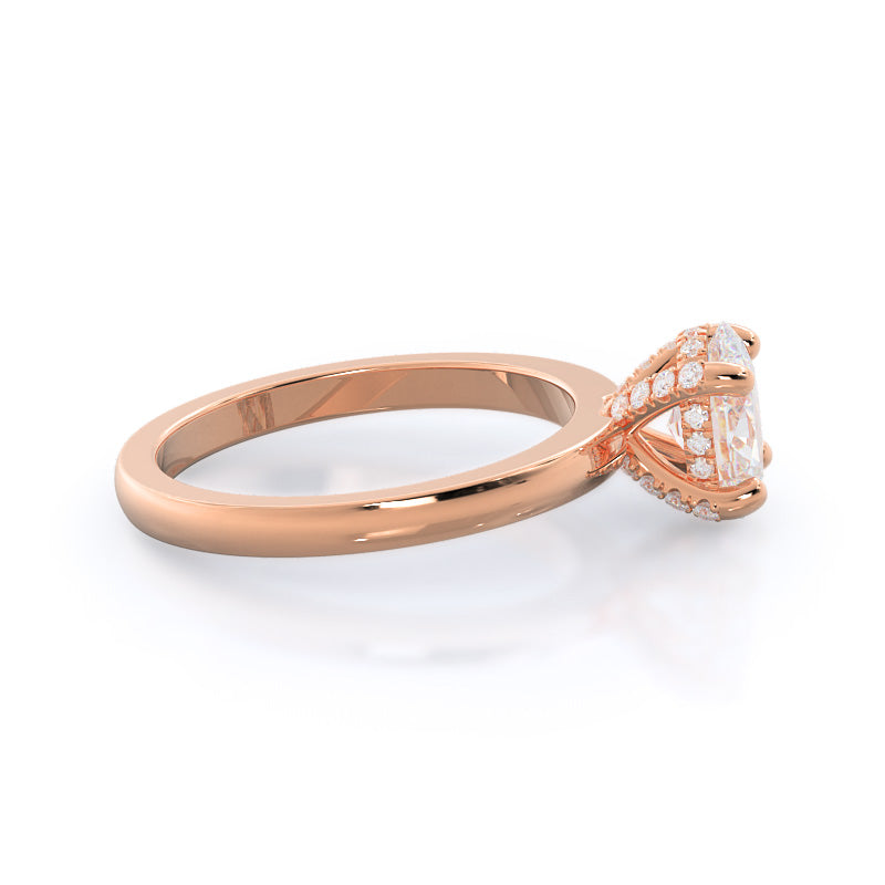 Oval Cut Diamond Basket Solitaire Engagement Ring with Lab Grown Diamond in 14KT Rose Gold view 3
