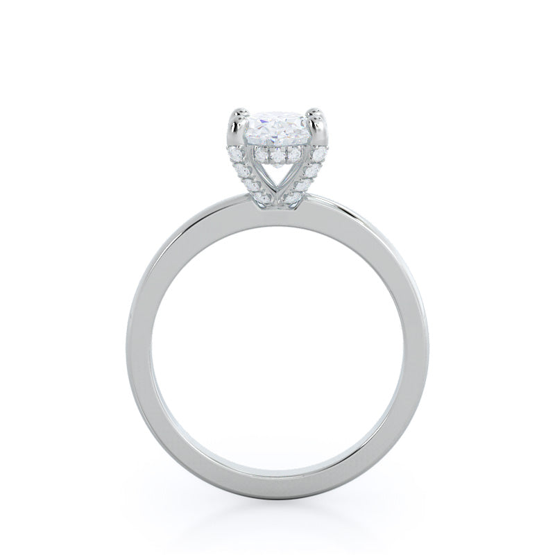Oval Cut Diamond Basket Solitaire Engagement Ring with Lab Grown Diamond in 14KT Platinum view 2
