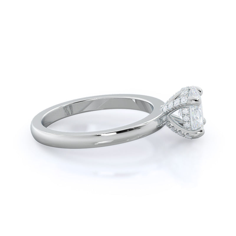 Oval Cut Diamond Basket Solitaire Engagement Ring with Lab Grown Diamond in 14KT Platinum view 3
