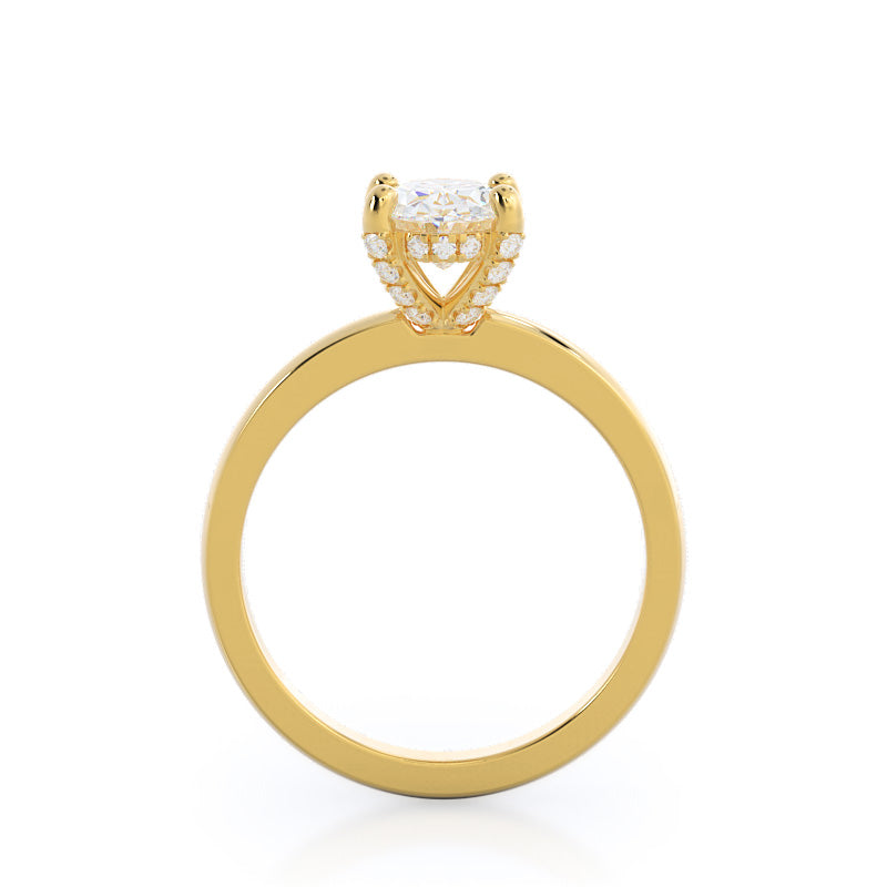 Oval Cut Diamond Basket Solitaire Engagement Ring with Lab Grown Diamond in 14KT Yellow Gold view 2

