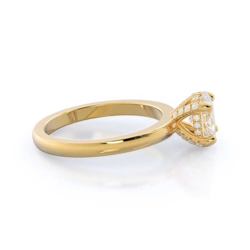 Oval Cut Diamond Basket Solitaire Engagement Ring with Lab Grown Diamond in 14KT Yellow Gold view 3
