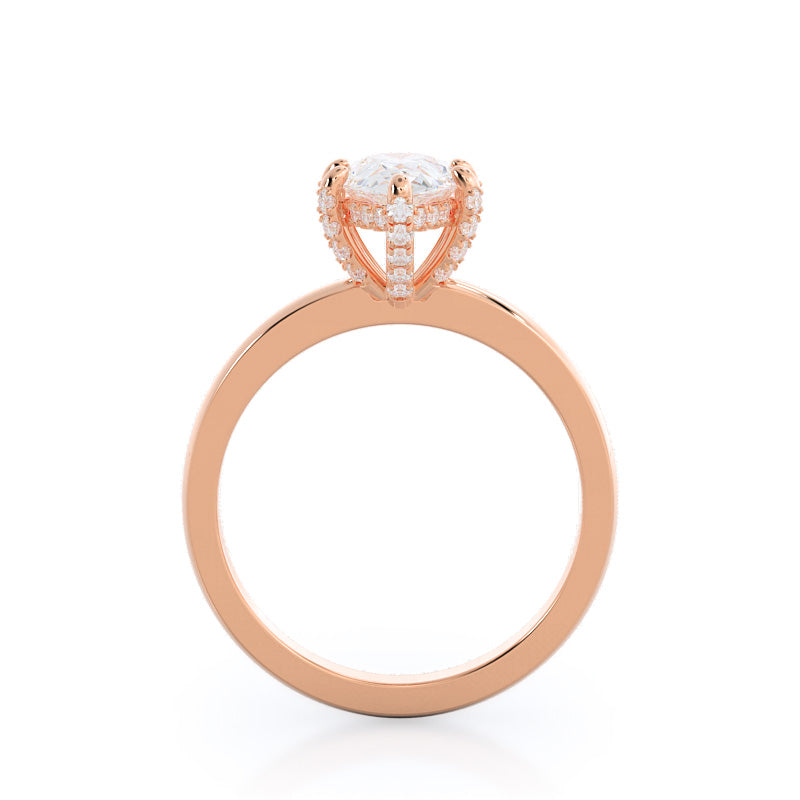 Pear Cut Diamond Basket Solitaire Engagement Ring with Lab Grown Diamond in 14KT Rose Gold view 2
