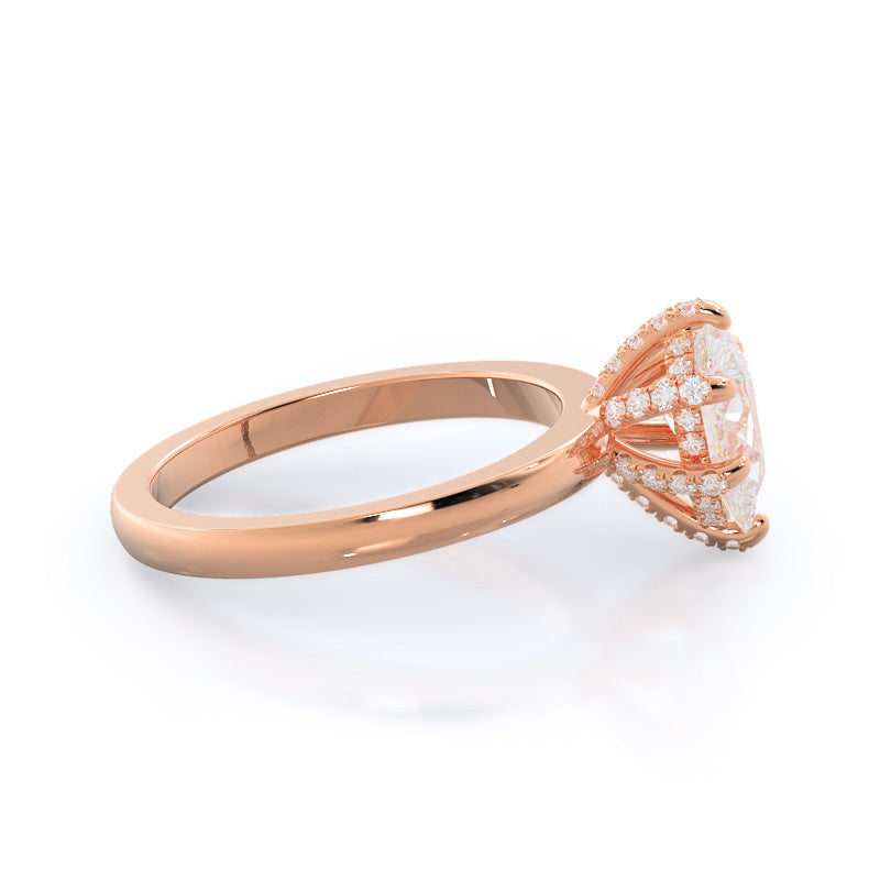Pear Cut Diamond Basket Solitaire Engagement Ring with Lab Grown Diamond in 14KT Rose Gold view 3
