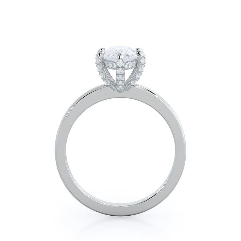 Pear Cut Diamond Basket Solitaire Engagement Ring with Lab Grown Diamond in 14KT Platinum view 2

