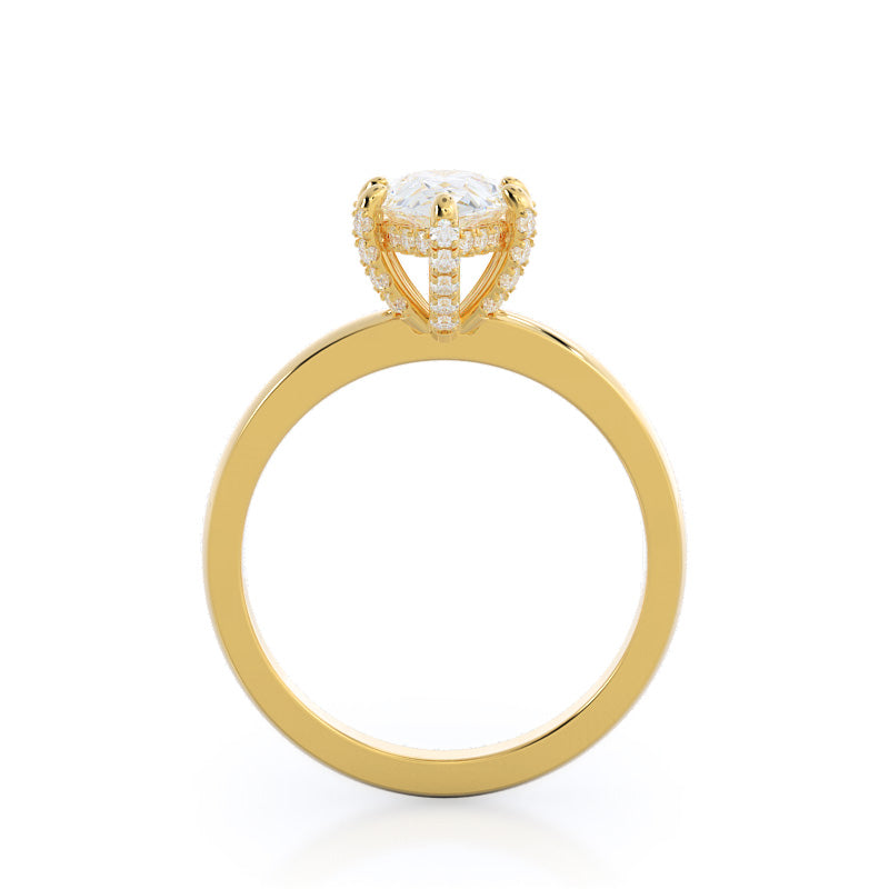 Pear Cut Diamond Basket Solitaire Engagement Ring with Lab Grown Diamond in 14KT Yellow Gold view 2
