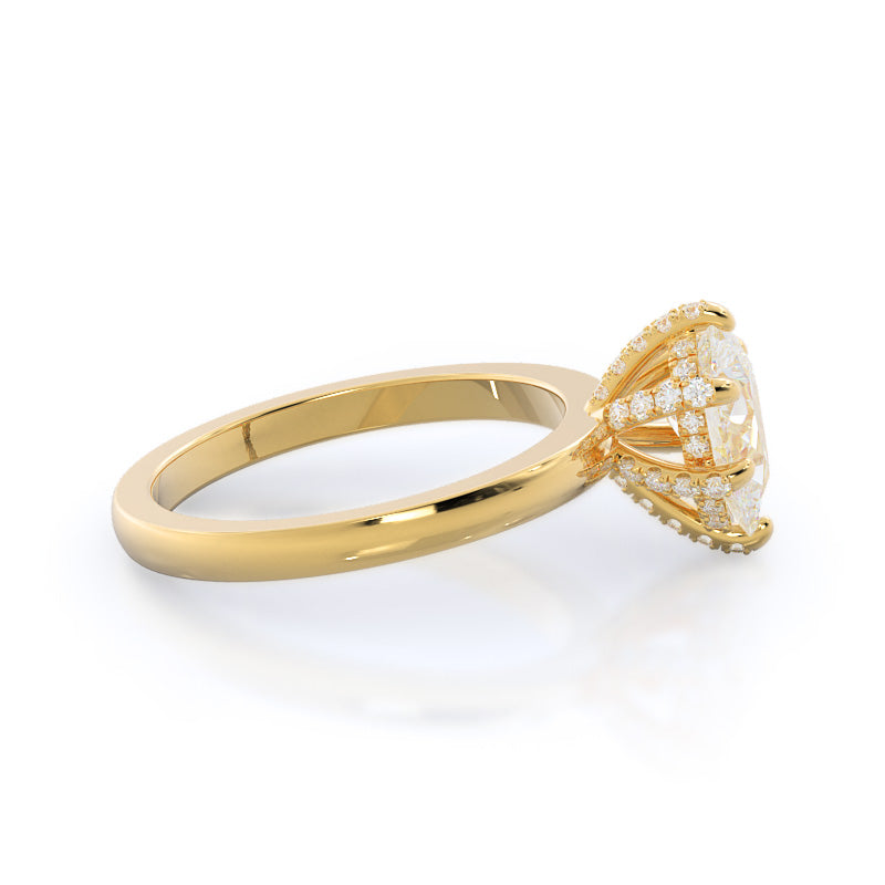 Pear Cut Diamond Basket Solitaire Engagement Ring with Lab Grown Diamond in 14KT Yellow Gold view 3
