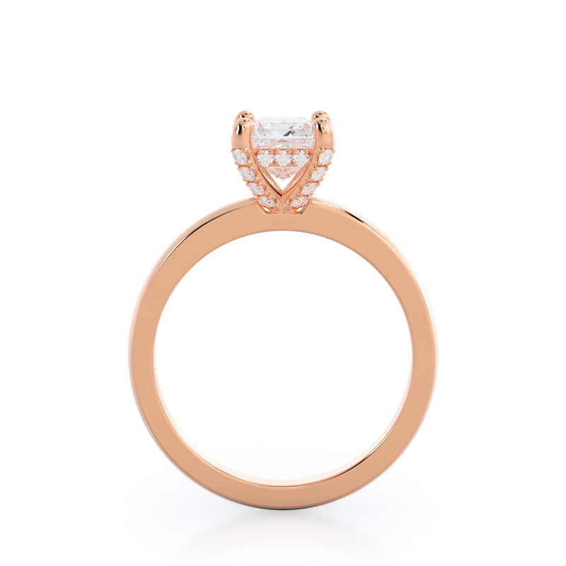 Princess Cut Diamond Basket Solitaire Engagement Ring with Lab Grown Diamond in 14KT Rose Gold view 2
