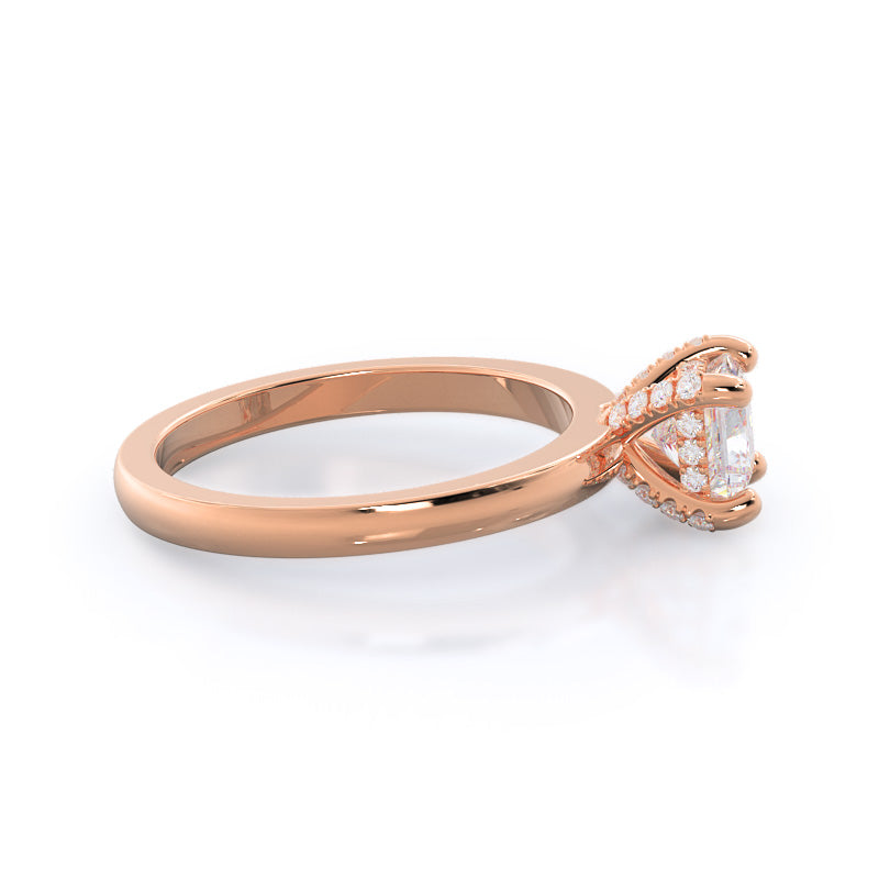 Princess Cut Diamond Basket Solitaire Engagement Ring with Lab Grown Diamond in 14KT Rose Gold view 3
