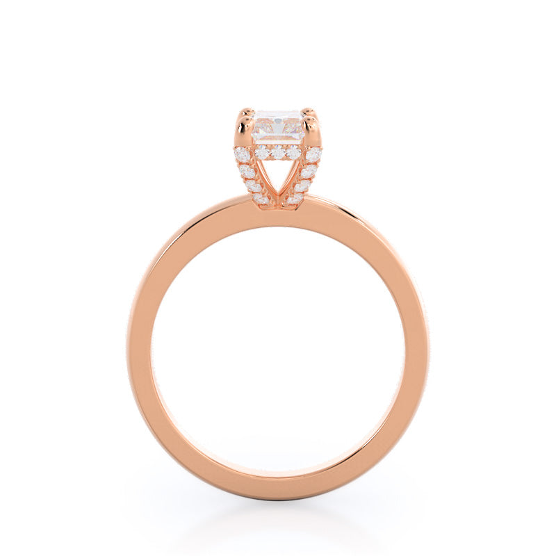 Radiant Cut Diamond Basket Solitaire Engagement Ring with Lab Grown Diamond in 14KT Rose Gold view 2
