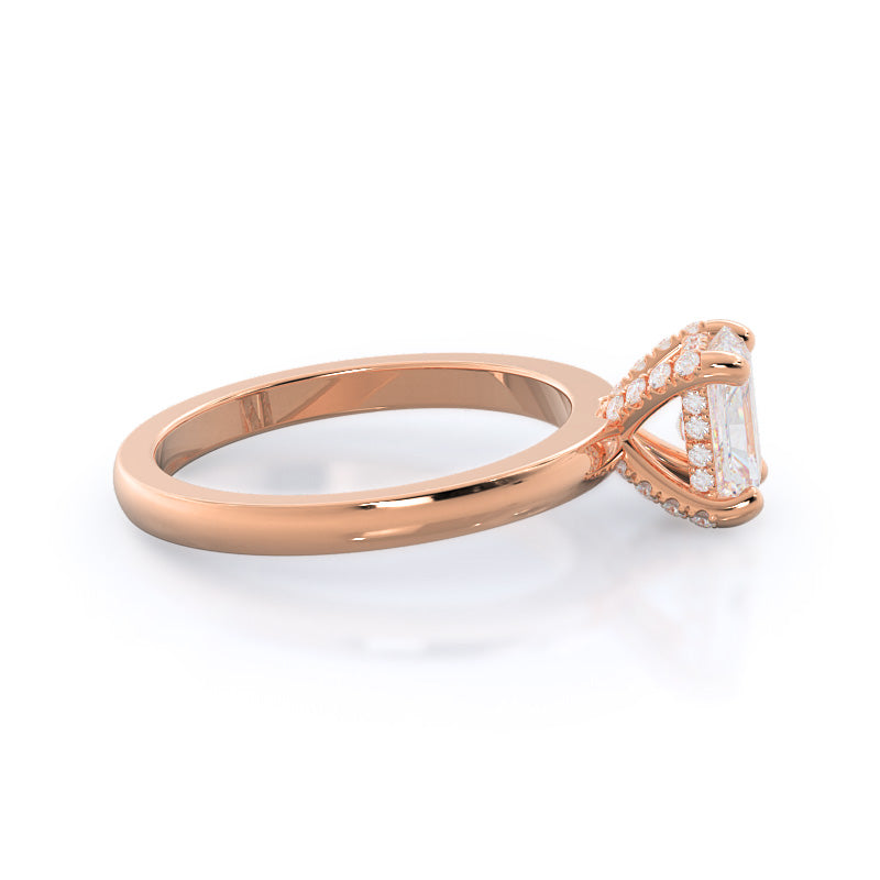 Radiant Cut Diamond Basket Solitaire Engagement Ring with Lab Grown Diamond in 14KT Rose Gold view 3
