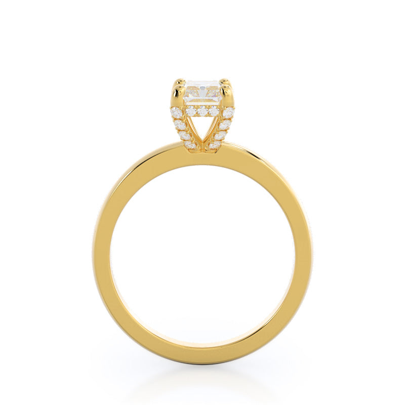 Radiant Cut Diamond Basket Solitaire Engagement Ring with Lab Grown Diamond in 14KT Yellow Gold view 2
