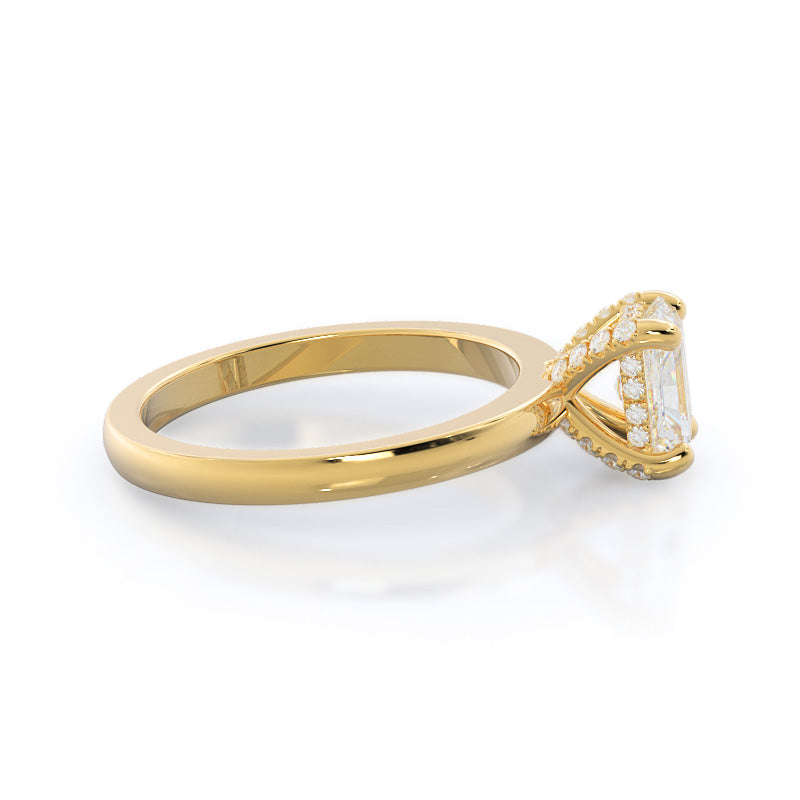 Radiant Cut Diamond Basket Solitaire Engagement Ring with Lab Grown Diamond in 14KT Yellow Gold view 3
