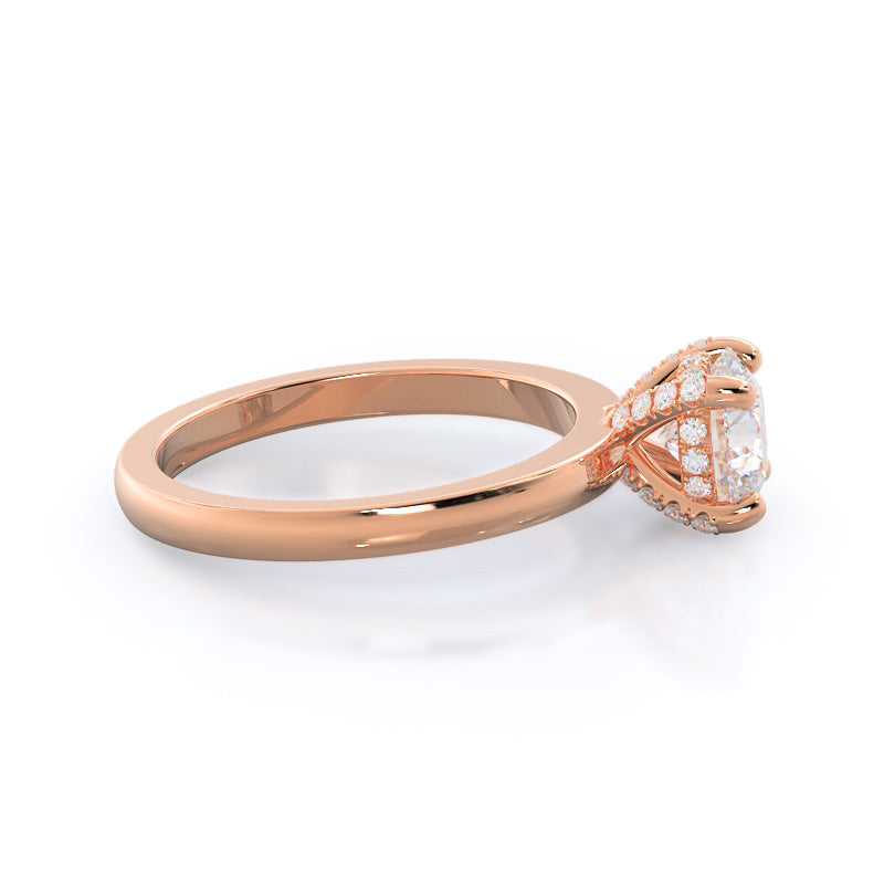 Round Cut Diamond Basket Solitaire Engagement Ring with Lab Grown Diamond in 14KT Rose Gold view 3
