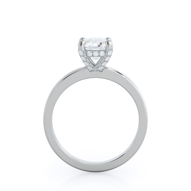 Round Cut Diamond Basket Solitaire Engagement Ring with Lab Grown Diamond in 14KT Platinum view 2
