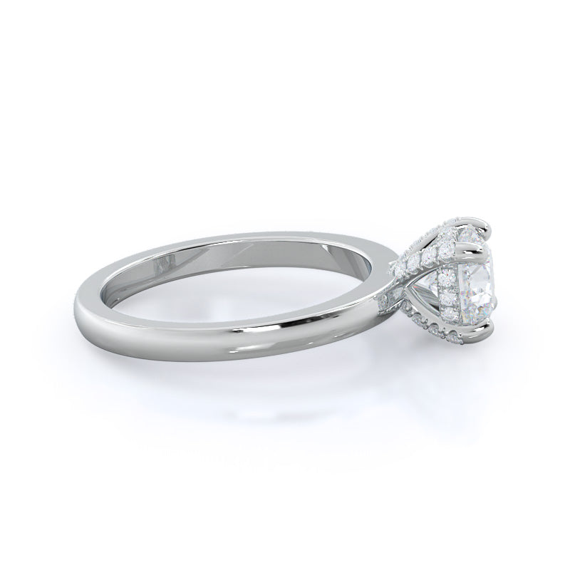 Round Cut Diamond Basket Solitaire Engagement Ring with Lab Grown Diamond in 14KT Platinum view 3
