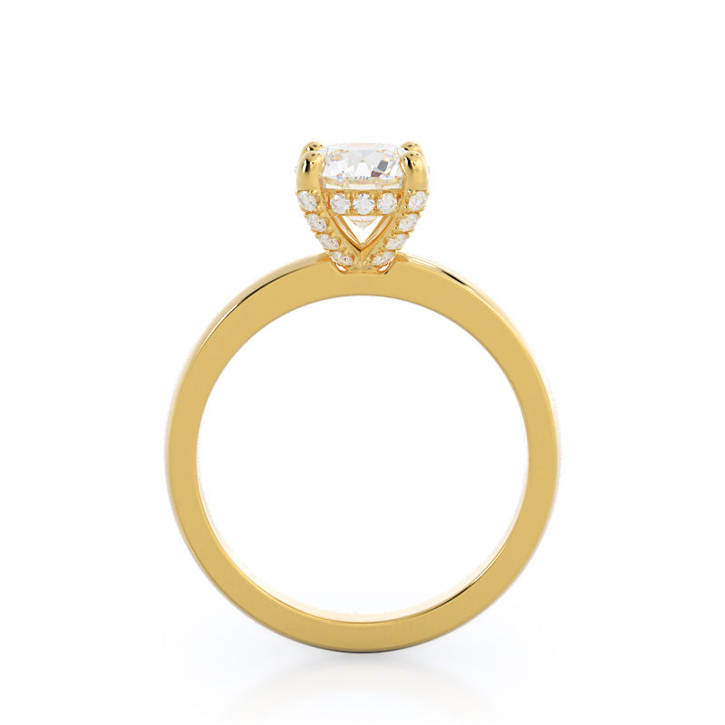 Round Cut Diamond Basket Solitaire Engagement Ring with Lab Grown Diamond in 14KT Yellow Gold view 2
