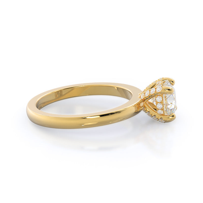 Round Cut Diamond Basket Solitaire Engagement Ring with Lab Grown Diamond in 14KT Yellow Gold view 3
