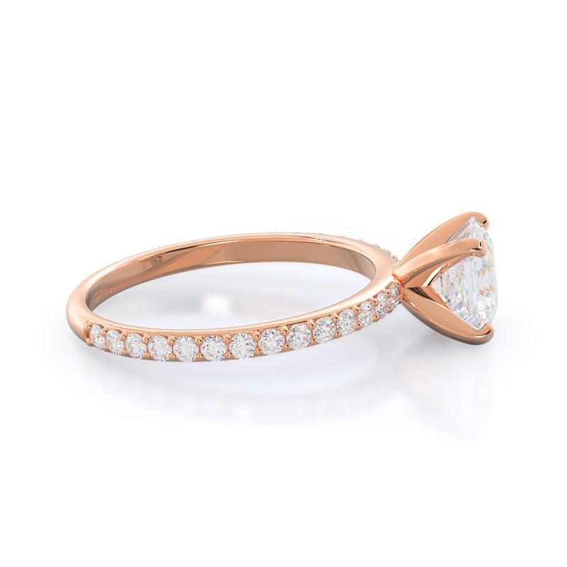 Diamond Pave Engagement Ring with Asscher Cut Diamond in 14KT Rose Gold view 3
