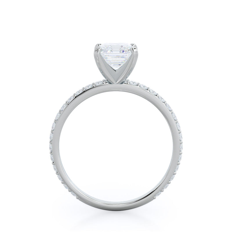 Diamond Pave Engagement Ring with Asscher Cut Diamond in 14KT Platinum view 2
