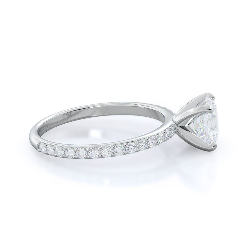 Diamond Pave Engagement Ring with Asscher Cut Diamond in 14KT Platinum view 3
