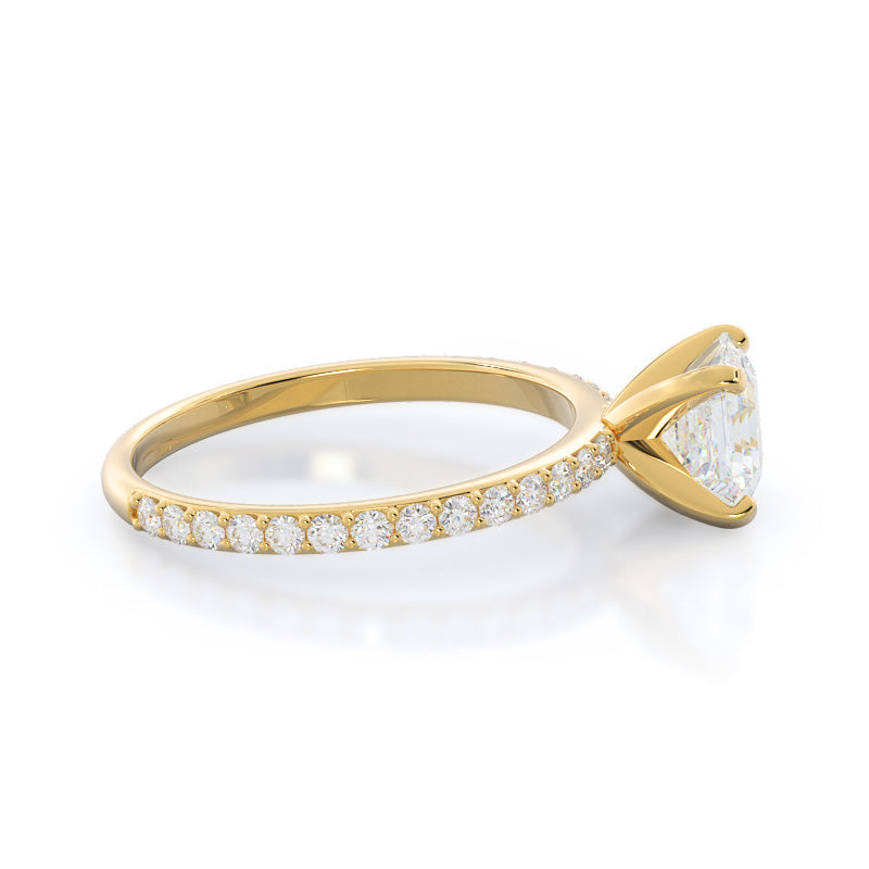 Diamond Pave Engagement Ring with Asscher Cut Diamond in 14KT Yellow Gold view 3
