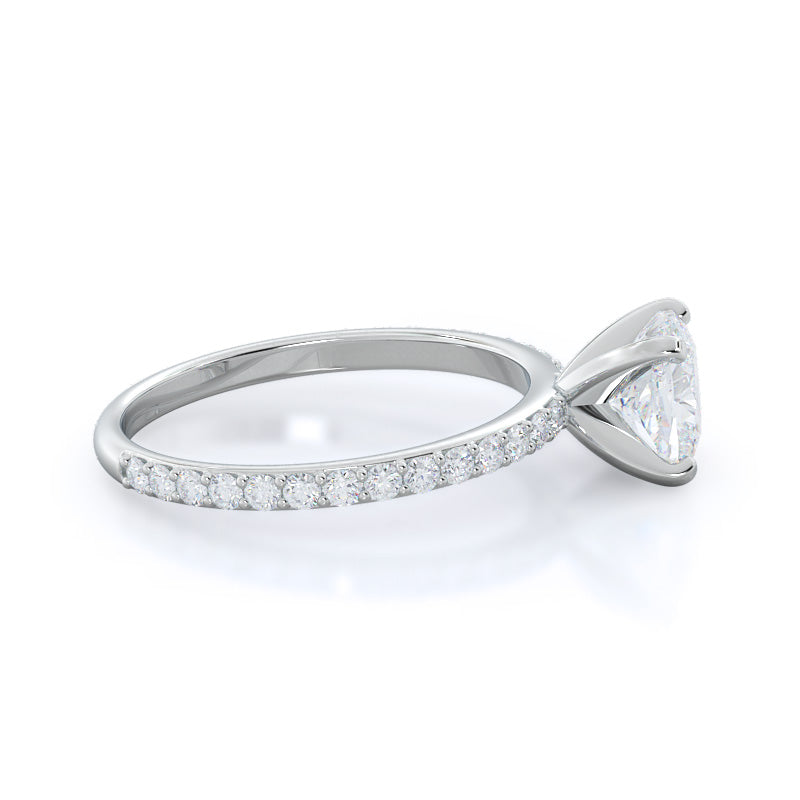 Diamond Pave Engagement Ring with Cushion Cut Diamond in 14KT Platinum view 3
