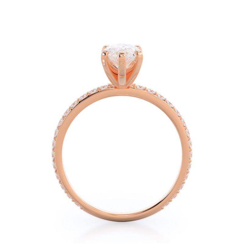 Diamond Pave Engagement Ring with Marquise Cut Diamond in 14KT Rose Gold view 2
