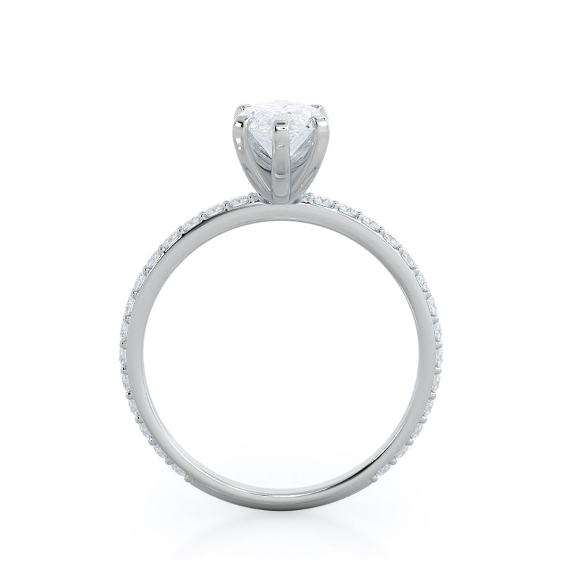 Diamond Pave Engagement Ring with Marquise Cut Diamond in 14KT Platinum view 2
