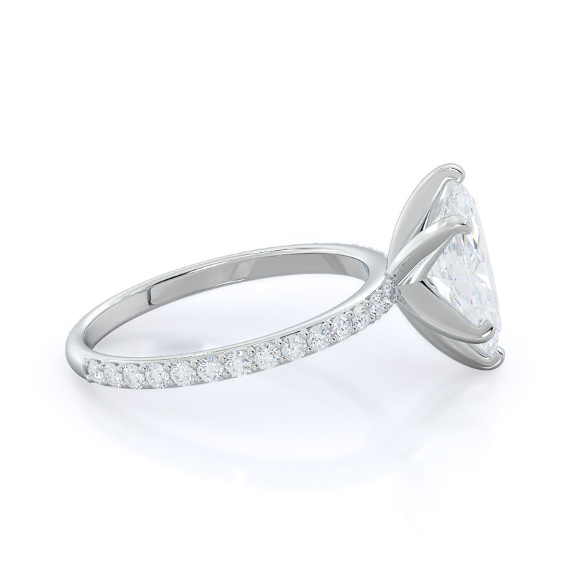 Diamond Pave Engagement Ring with Marquise Cut Diamond in 14KT Platinum view 3
