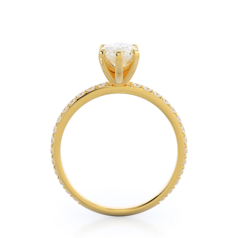 Diamond Pave Engagement Ring with Marquise Cut Diamond in 14KT Yellow Gold view 2
