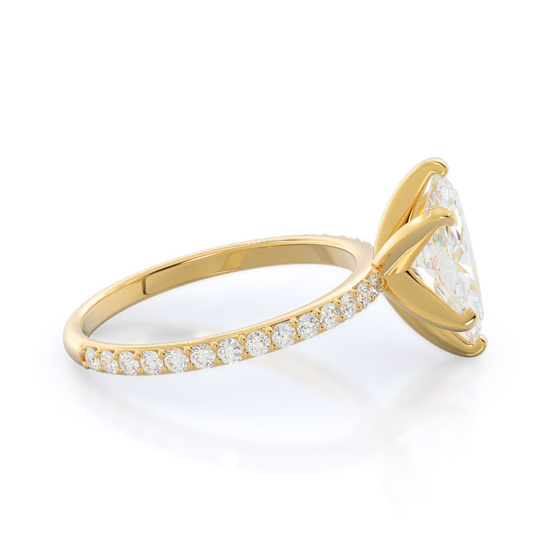 Diamond Pave Engagement Ring with Marquise Cut Diamond in 14KT Yellow Gold view 3
