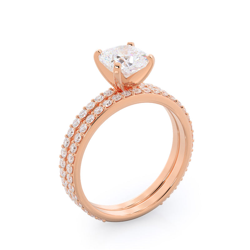 Diamond Pave Engagement Ring with Oval Cut Diamond in 14KT Rose Gold view 4
