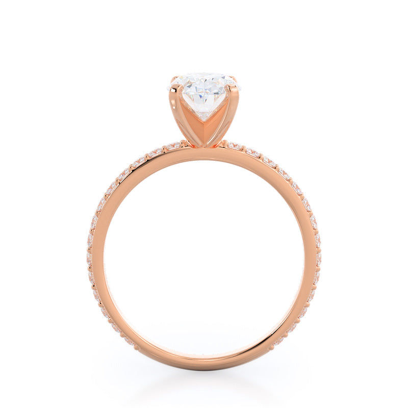 Diamond Pave Engagement Ring with Oval Cut Diamond in 14KT Rose Gold view 2
