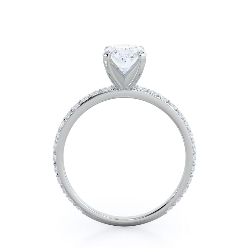 Diamond Pave Engagement Ring with Oval Cut Diamond in 14KT Platinum view 2
