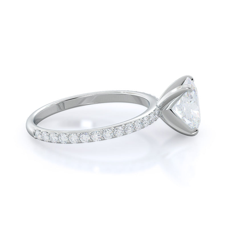 Diamond Pave Engagement Ring with Oval Cut Diamond in 14KT Platinum view 3
