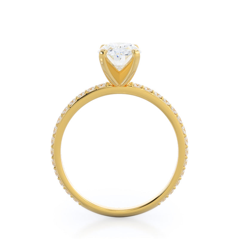Diamond Pave Engagement Ring with Oval Cut Diamond in 14KT Yellow Gold view 2

