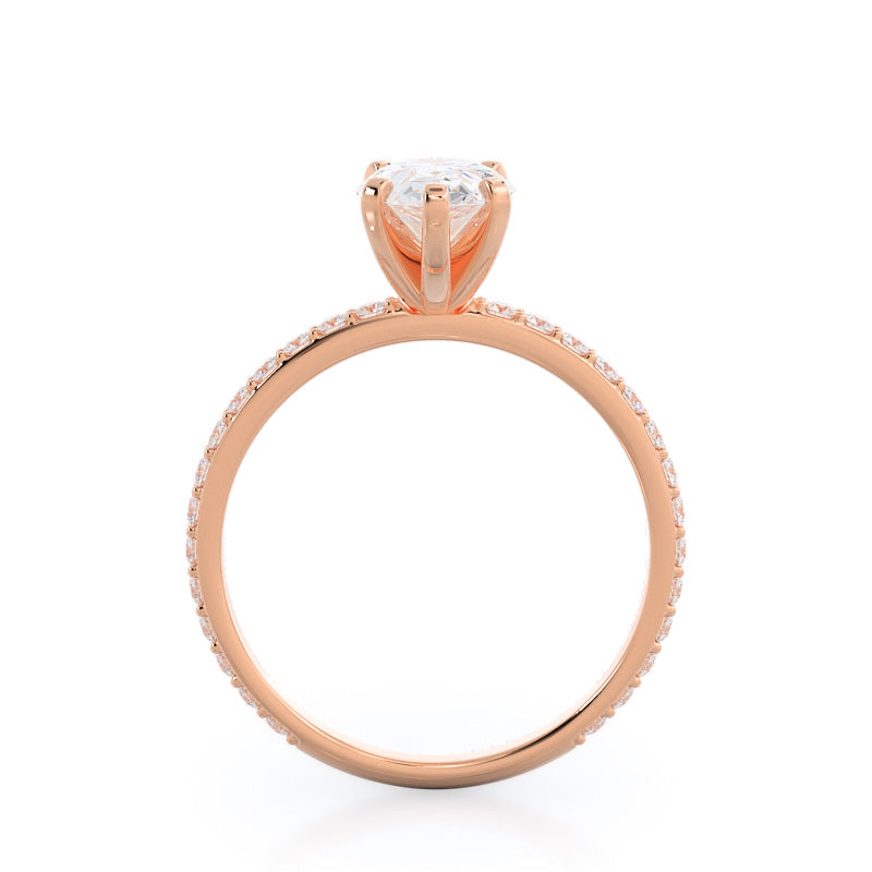Diamond Pave Engagement Ring with Pear Cut Diamond in 14KT Rose Gold view 2
