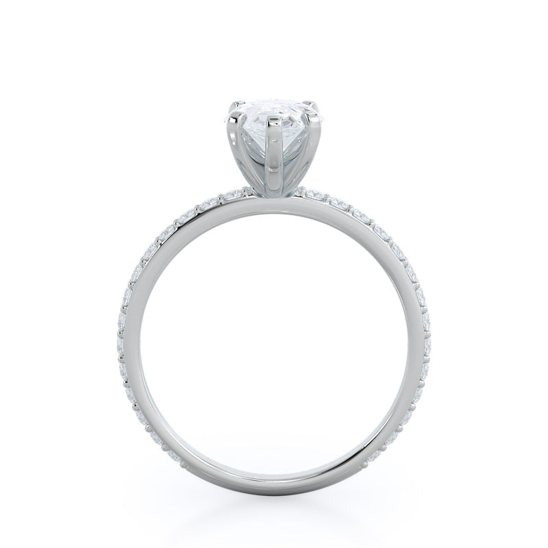 Diamond Pave Engagement Ring with Pear Cut Diamond in 14KT Platinum view 2
