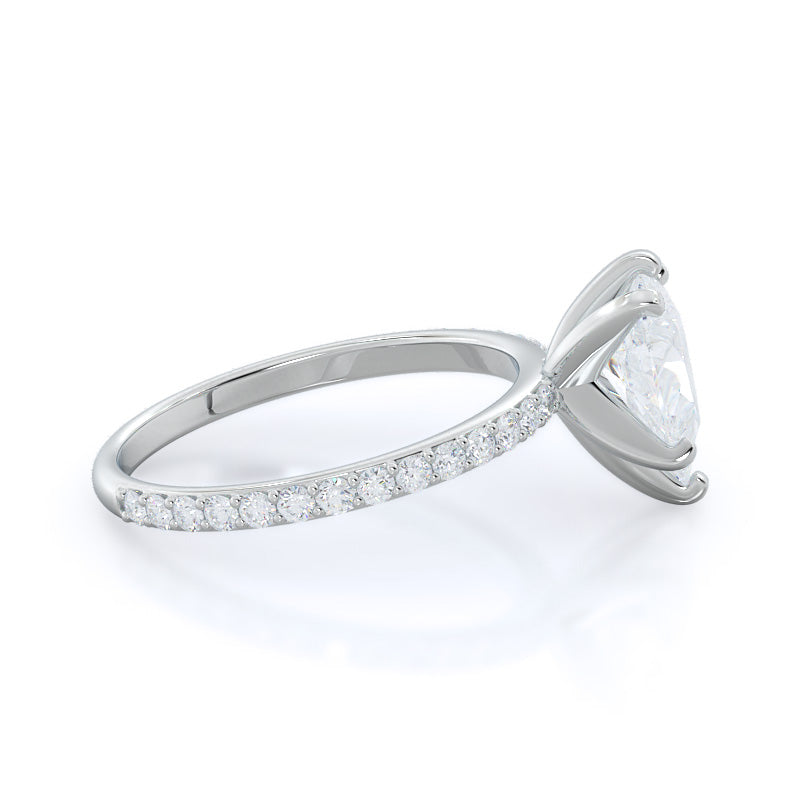 Diamond Pave Engagement Ring with Pear Cut Diamond in 14KT Platinum view 3
