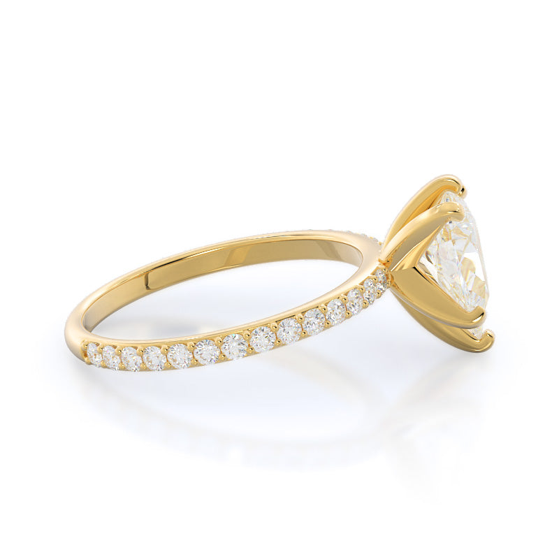 Diamond Pave Engagement Ring with Pear Cut Diamond in 14KT Yellow Gold view 3
