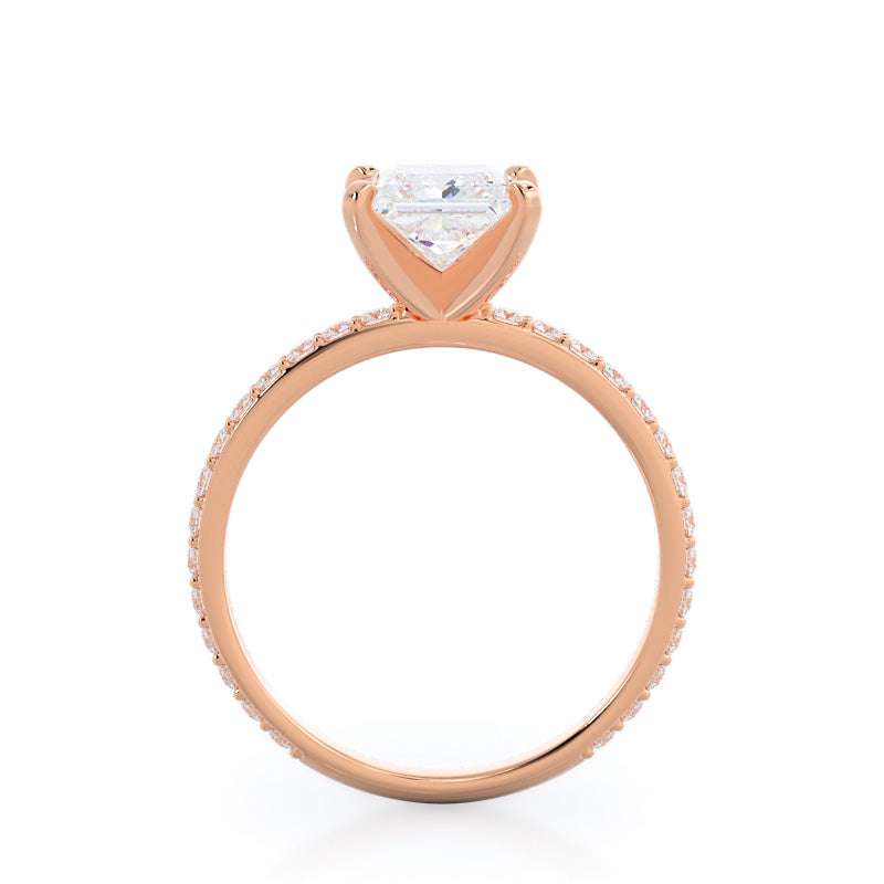 Diamond Pave Engagement Ring with Princess Cut Diamond in 14KT Rose Gold view 2
