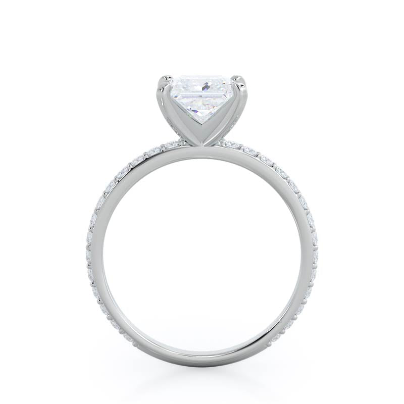 Diamond Pave Engagement Ring with Princess Cut Diamond in 14KT Platinum view 2
