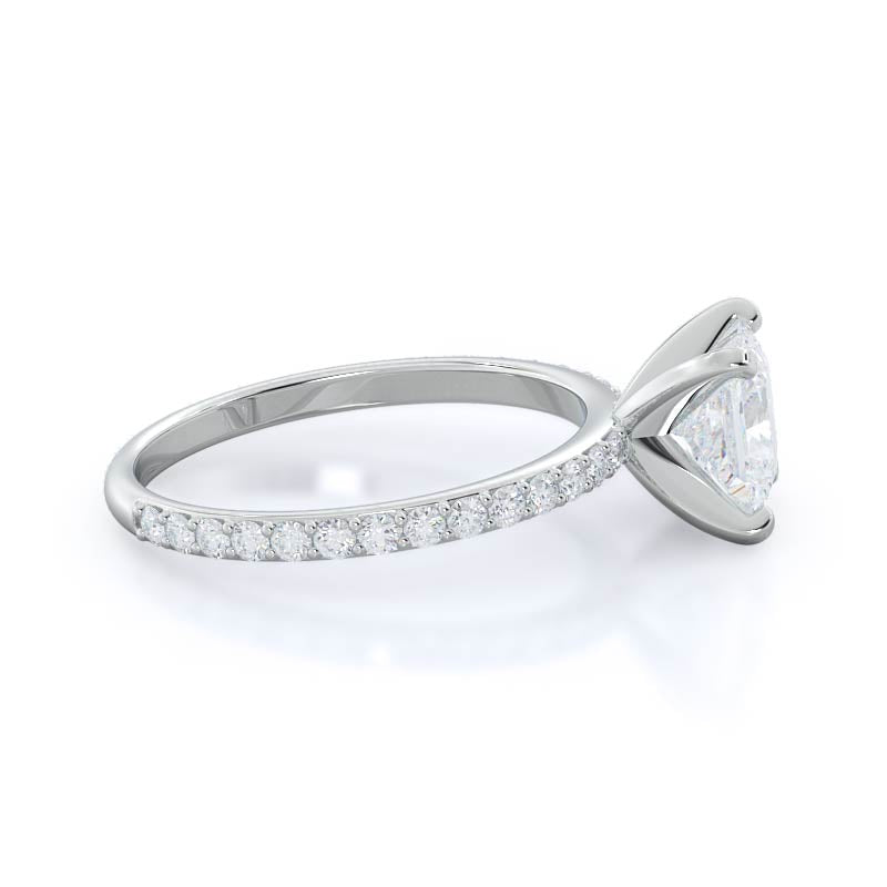 Diamond Pave Engagement Ring with Princess Cut Diamond in 14KT Platinum view 3
