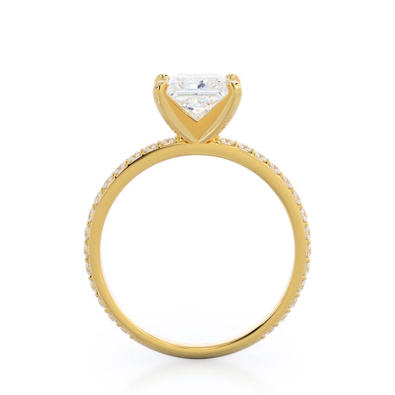 Diamond Pave Engagement Ring with Princess Cut Diamond in 14KT Yellow Gold view 2
