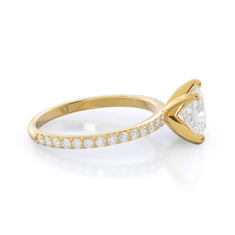 Diamond Pave Engagement Ring with Princess Cut Diamond in 14KT Yellow Gold view 3
