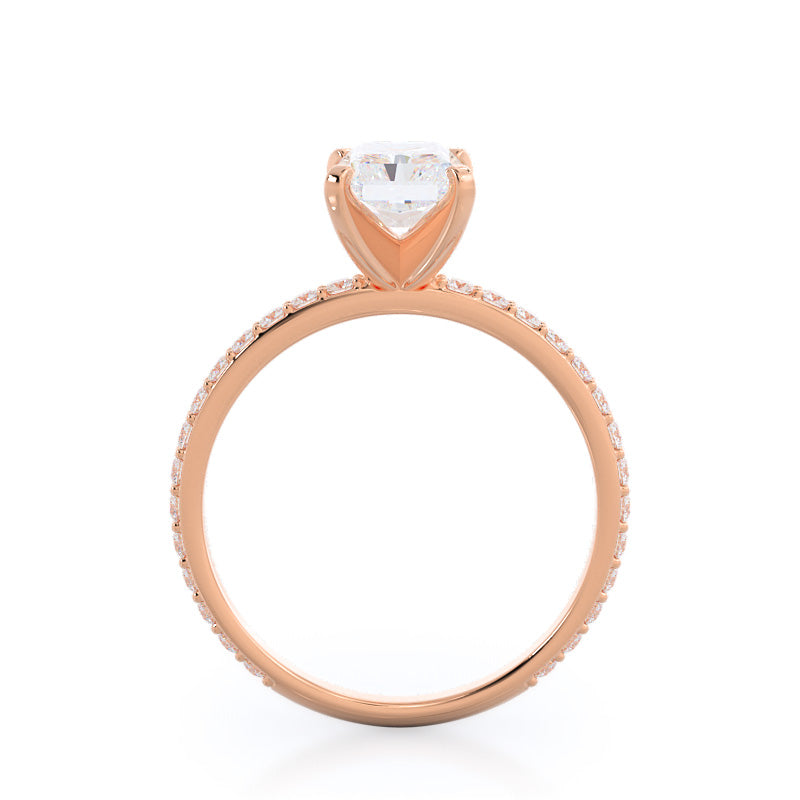 Diamond Pave Engagement Ring with Radiant Cut Diamond in 14KT Rose Gold view 2
