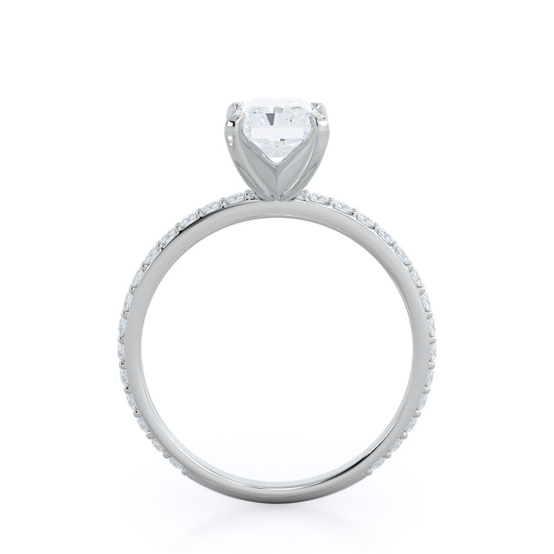 Diamond Pave Engagement Ring with Radiant Cut Diamond in 14KT Platinum view 2

