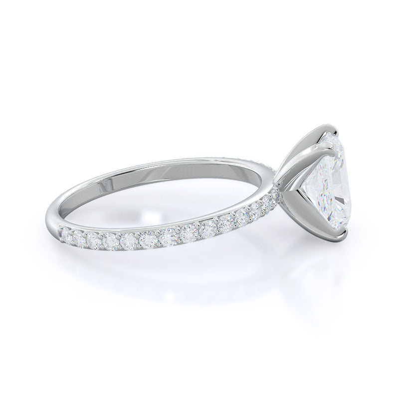 Diamond Pave Engagement Ring with Radiant Cut Diamond in 14KT Platinum view 3
