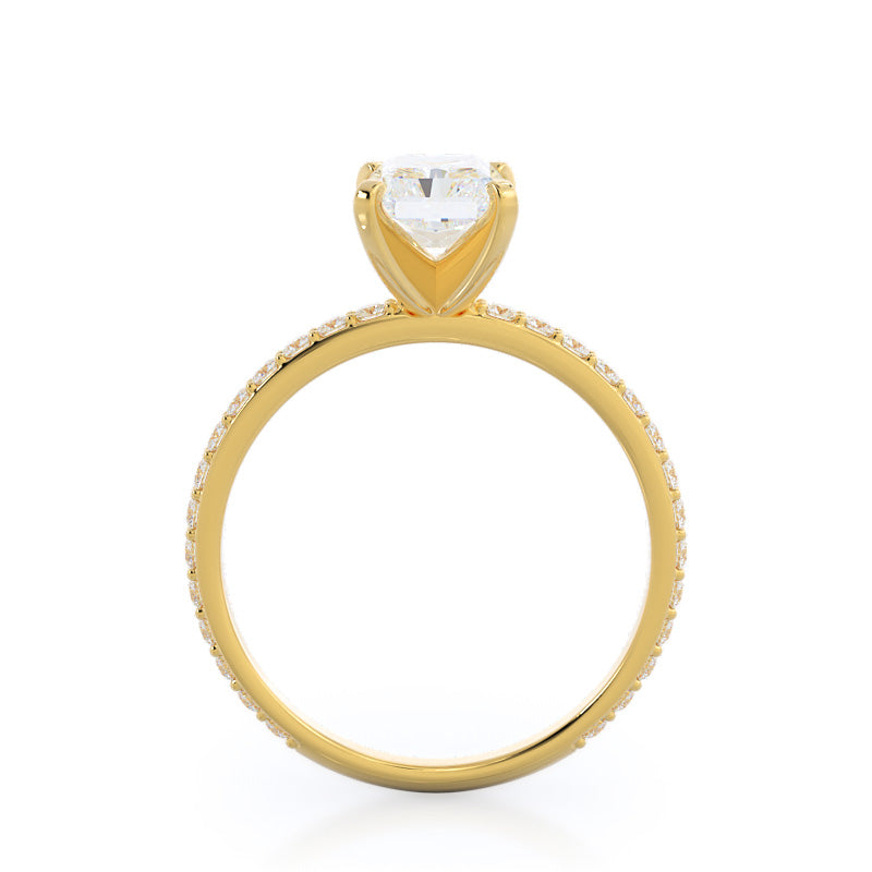 Diamond Pave Engagement Ring with Radiant Cut Diamond in 14KT Yellow Gold view 2
