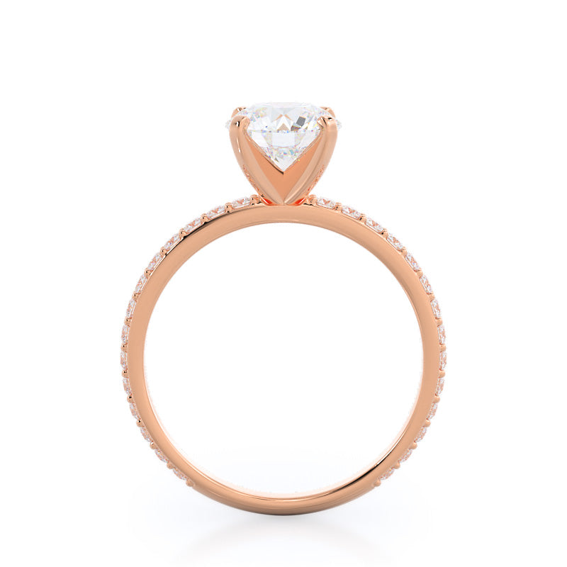 Diamond Pave Engagement Ring with Round Cut Diamond in 14KT Rose Gold view 2
